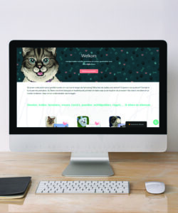 A picture of a computer with a website that sells pet portraits.